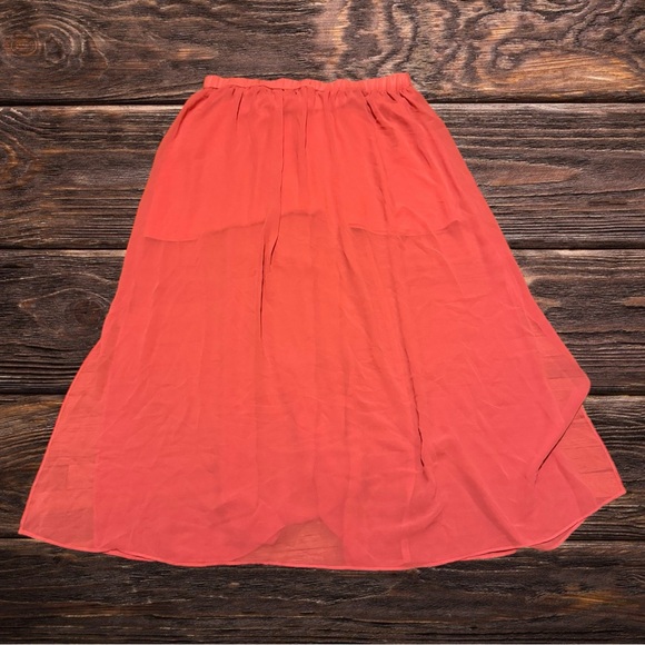 Mossimo Scene Maxi Skirt Flowy Scene Girly Girl Pink Salmon Summer Spring - Picture 3 of 4